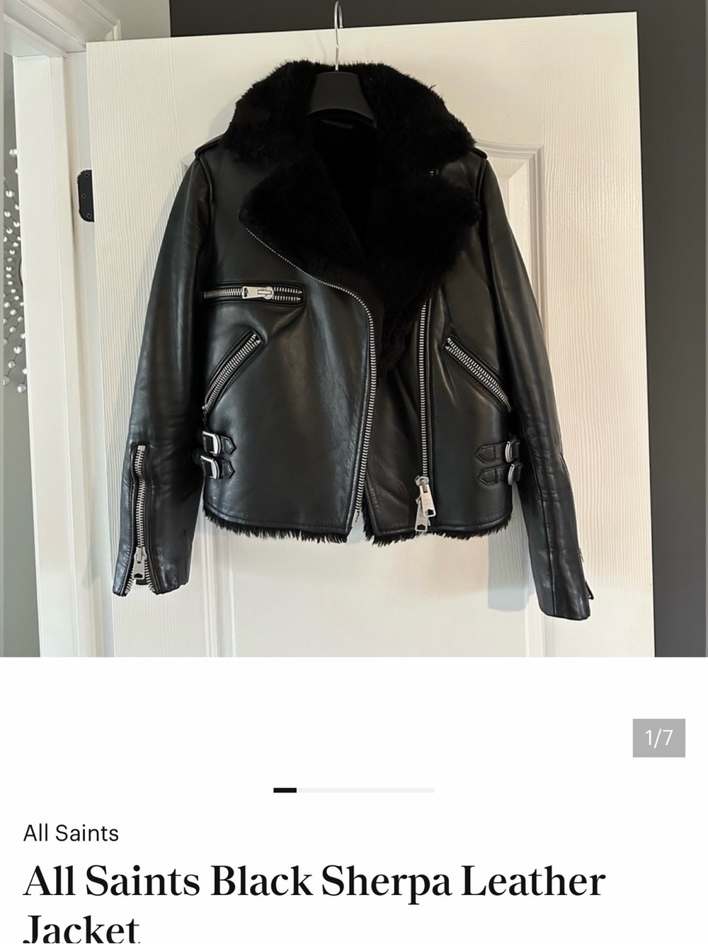 All Saints Black Sherpa Leather Jacket- size 4